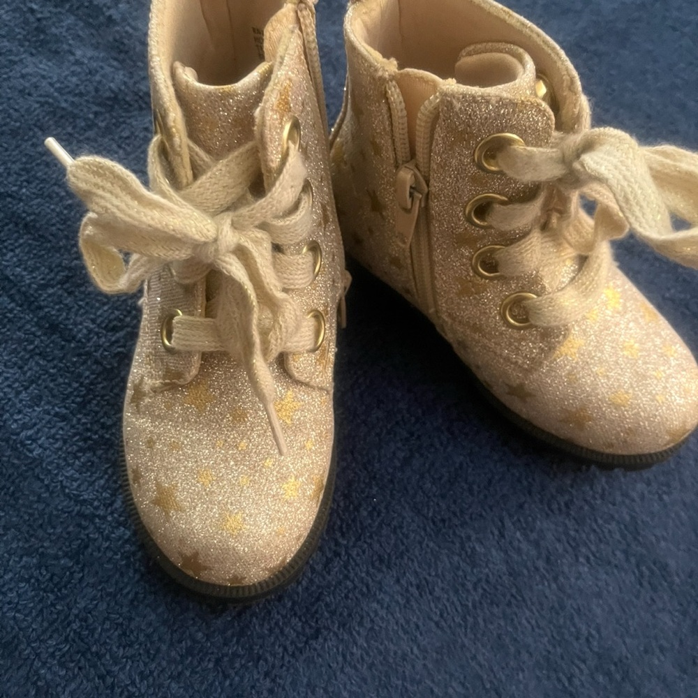 Gold Ankle-High Boots with Suede Finish